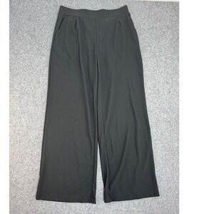 Halara Flex MicroWaffle Wide Leg Pants Black High Waisted Stretch Large Regular